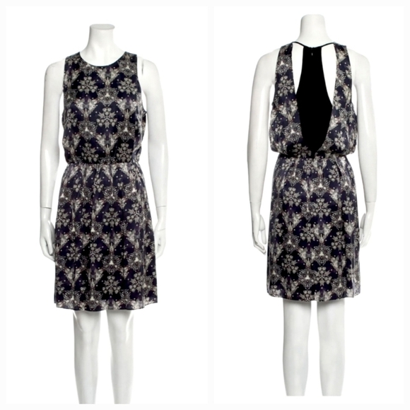 Rebecca Taylor Metallic Grey Kaleidescope Mini Dress - Picture 1 of 7